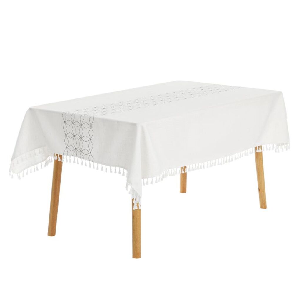 1 Pack Square Rustic Tablecloth, 55x55inch Diamond Grey